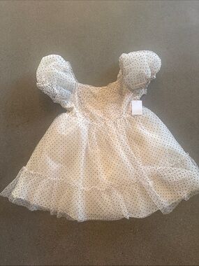 Joyfolie Cream Dress with Black Polka Dots